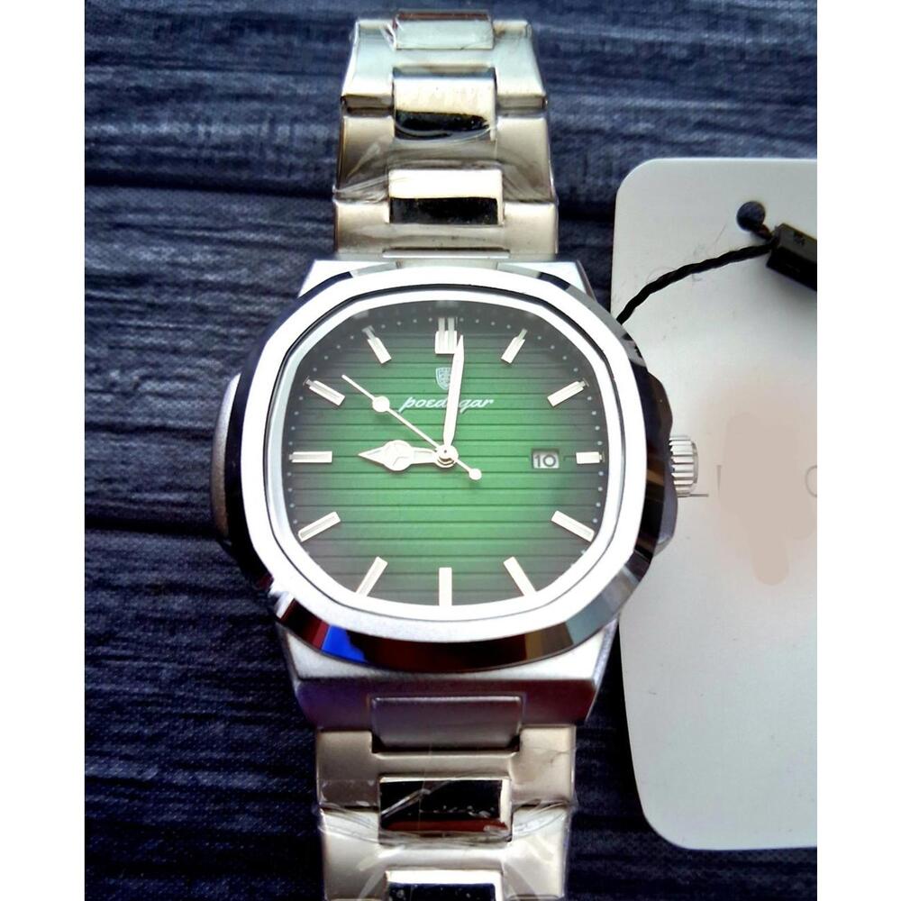 Vintage Poedagar Nautilis Green Guilloché Dial Mens Watch